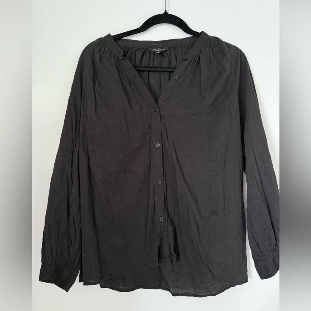 Lucky Brand Black Button-Up Top